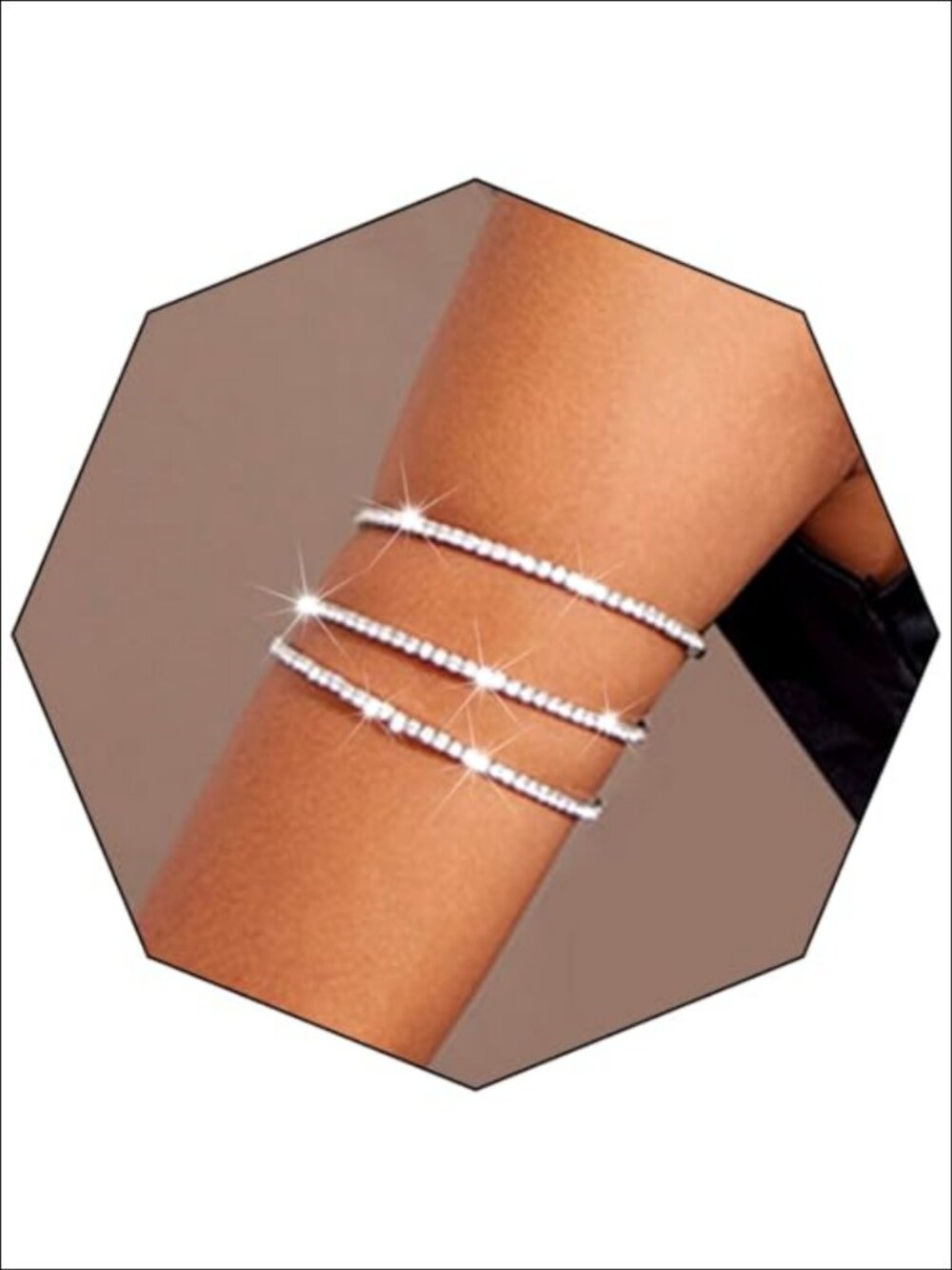 Rhinestone Crystal Arm Cuff Layered Open Armband Adjustable Dainty Jewelry